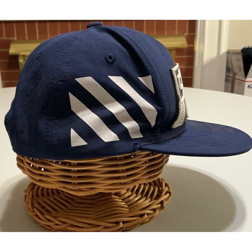 VTG Monster Energy Fox Racing Snapback Hat Navy Blue 3D Rubber Logo Cap - Picture 4 of 7